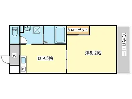 パークサイド姫路(1DK/2階)の間取り写真