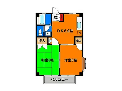 ドエルフォーラムD(2DK/1階)の間取り写真