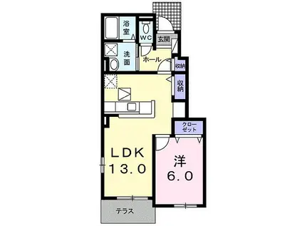 アミール立川 B(1LDK/1階)の間取り写真