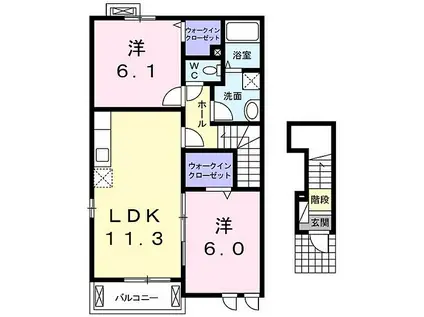 サニーガーデンA(2LDK/2階)の間取り写真