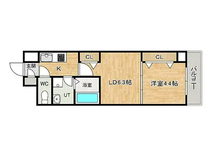 JR東海道・山陽本線 住吉駅(ＪＲ・六甲ライナー) 徒歩5分 6階建 築1年(2K/6階)の間取り写真