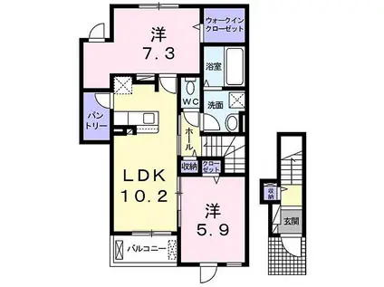 JR播但線 京口駅 徒歩35分 2階建 築2年(2LDK/2階)の間取り写真