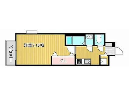 阪神本線 青木駅 徒歩1分 8階建 築5年(1K/5階)の間取り写真