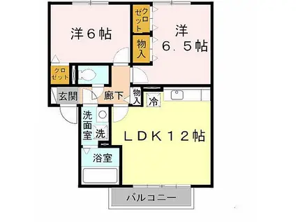 JR山陽本線 明石駅 バス乗車時間：16分 生田バス停で下車 徒歩3分 2階建 築19年(2LDK/2階)の間取り写真