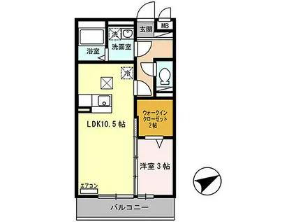 JR山陽本線 東姫路駅 徒歩29分 3階建 築14年(1LDK/1階)の間取り写真