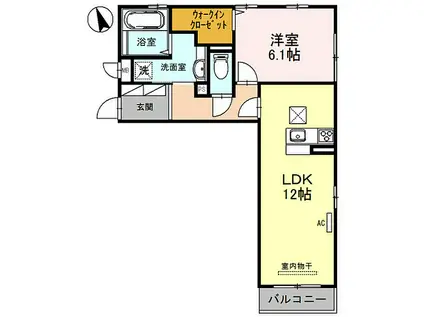 JR山陽本線 姫路駅 徒歩19分 3階建 築8年(1LDK/3階)の間取り写真