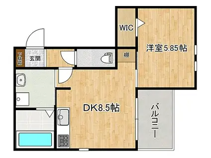 JR東海道・山陽本線 摂津本山駅 徒歩4分 3階建 築6年(1DK/1階)の間取り写真