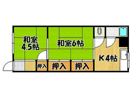 JR山陽本線 西明石駅 徒歩18分 2階建 築47年(2K/2階)の間取り写真