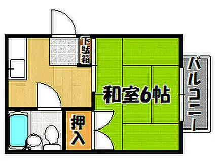 JR山陽本線 西明石駅 徒歩13分 2階建 築36年(1K/1階)の間取り写真