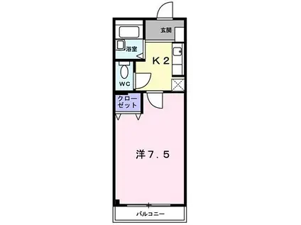 ビタミンテラス枝吉(1K/2階)の間取り写真