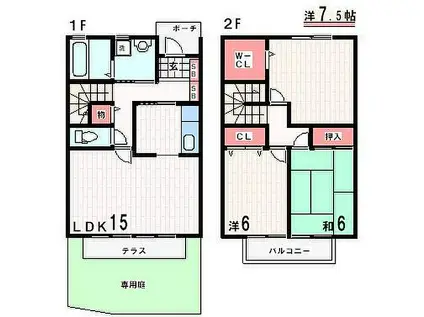 JR山陽本線 明石駅 バス乗車時間：15分 バス停バス停で下車 徒歩5分 2階建 築20年(3LDK)の間取り写真