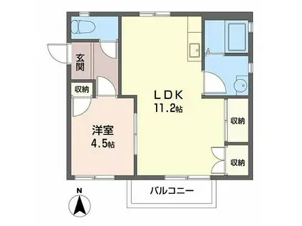 ヴューハイム(1LDK/2階)の間取り写真