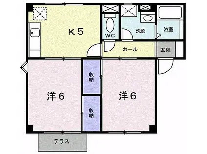 フラワーヒルズ(2K/1階)の間取り写真