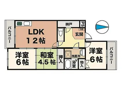ルモンクレール枝吉(3LDK/3階)の間取り写真