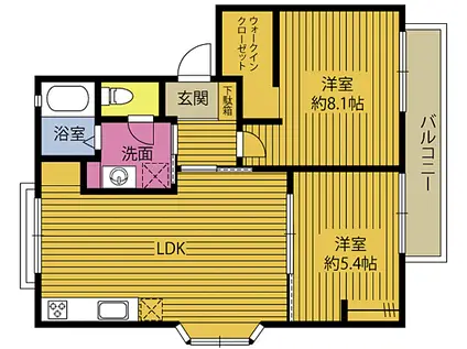 フレグランスミエノ(2LDK/2階)の間取り写真