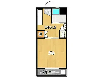 篠山ハイツ(1DK/3階)の間取り写真