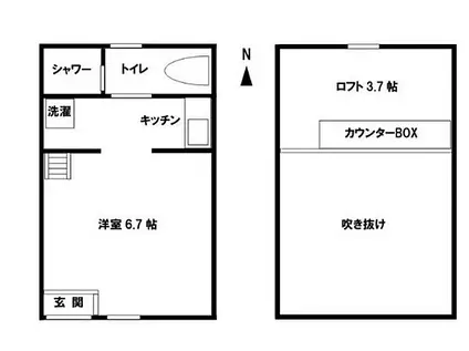 サンマリノ大角(1K/1階)の間取り写真