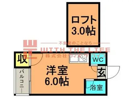 カサブランカ御井(ワンルーム/1階)の間取り写真