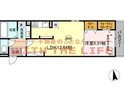 ガナールII(1LDK/2階)の間取り写真