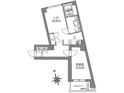 アズミュージック新宿御苑(1DK/2階)の間取り写真