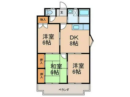 サンパークOKADA(3DK/2階)の間取り写真