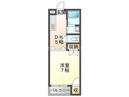 京阪本線 古川橋駅 徒歩2分 4階建 築25年(1DK/4階)の間取り写真