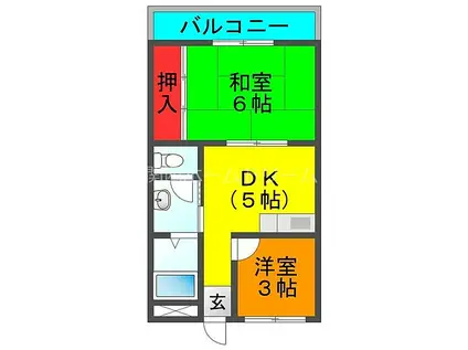 京阪本線 西三荘駅 徒歩13分 3階建 築30年(2DK/2階)の間取り写真