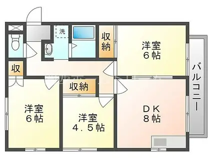 大阪メトロ長堀鶴見緑地線 門真南駅 徒歩17分 2階建 築25年(3DK/2階)の間取り写真