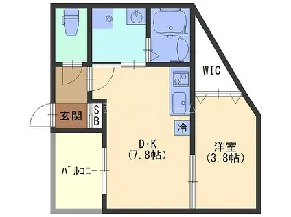 京阪本線 寝屋川市駅 徒歩5分 3階建 築1年(1DK/2階)の間取り写真