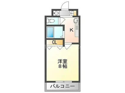 京阪本線 西三荘駅 徒歩7分 10階建 築19年(1K/8階)の間取り写真