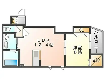 大阪モノレール本線 大日駅 徒歩6分 3階建 築1年(1LDK/1階)の間取り写真