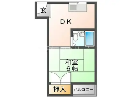 京阪本線 大和田駅(大阪) 徒歩14分 3階建 築39年(1DK/3階)の間取り写真