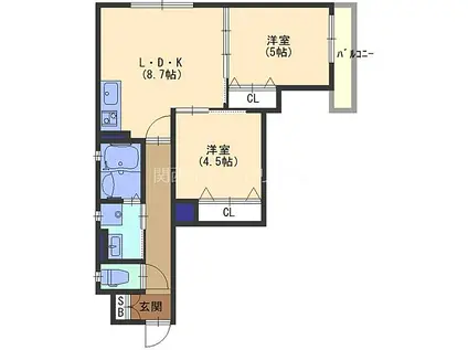 ピレーネ明和(2LDK/2階)の間取り写真