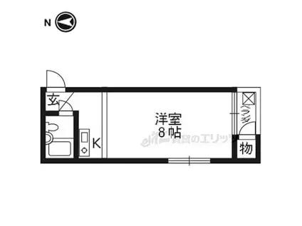 阪急京都本線 桂駅 徒歩19分 4階建 築36年(1K/3階)の間取り写真