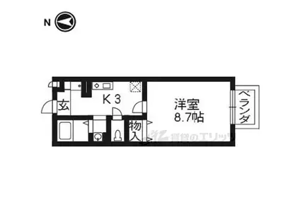 阪急嵐山線 上桂駅 徒歩8分 2階建 築20年(1K/1階)の間取り写真