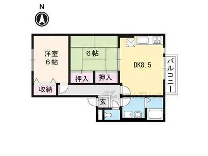 エーデルハイム千代川A棟(2DK/1階)の間取り写真