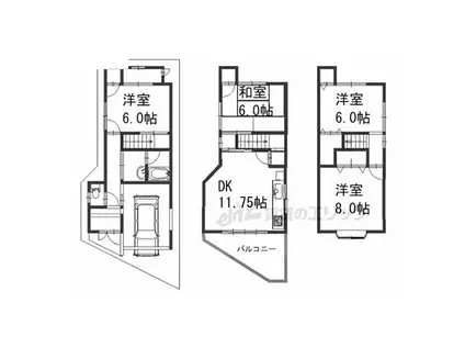 阪急京都本線 桂駅 徒歩50分 3階建 築28年(4LDK)の間取り写真