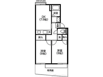 ルミエール安満(2DK/1階)の間取り写真