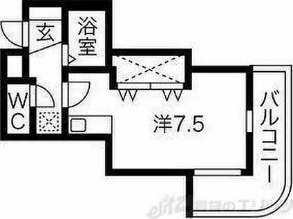 カルム香川(ワンルーム/1階)の間取り写真