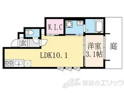 アヴァロン富田(1LDK/1階)の間取り写真