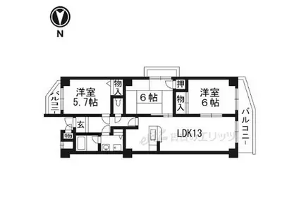 プルミエール五十鈴(3LDK/2階)の間取り写真