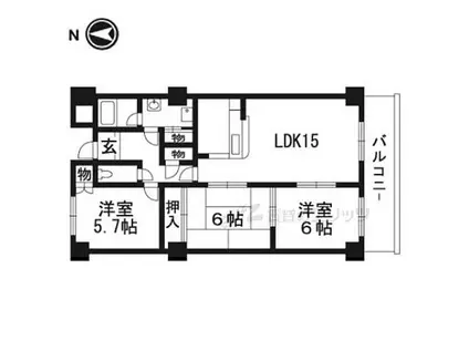 グローバルサイト茨木(3LDK/4階)の間取り写真