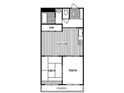 双葉ビル(2LDK/3階)の間取り写真