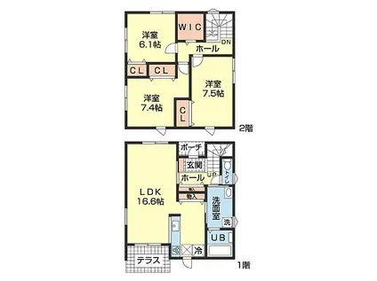 JR紀勢本線 紀三井寺駅 徒歩44分 2階建 築1年(3LDK)の間取り写真