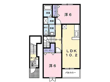 ドリーム・みちII(2LDK/2階)の間取り写真