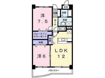 アズゥール(2LDK/1階)の間取り写真