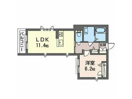 HALUMIERE(1LDK/2階)の間取り写真