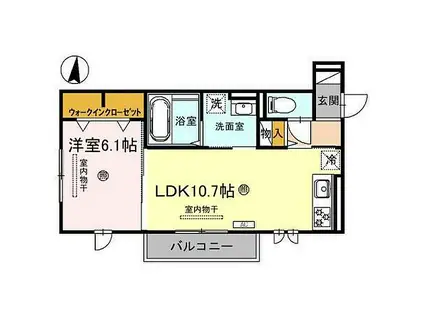 カルム アビタシオン北出島(1LDK/2階)の間取り写真