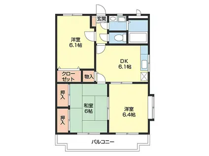 KOINOMOTOマンション(3DK/3階)の間取り写真