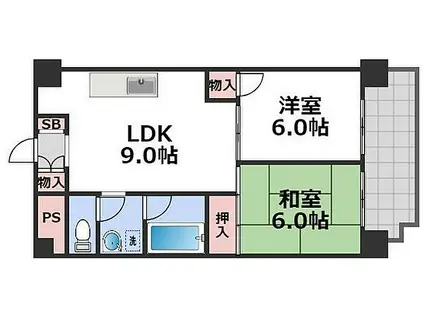 幸田マンション(2LDK/6階)の間取り写真